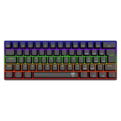 T-Dagger Arena 61Key Brown Switch Rainbow LED Gaming Mechanical Keyboard - Black
